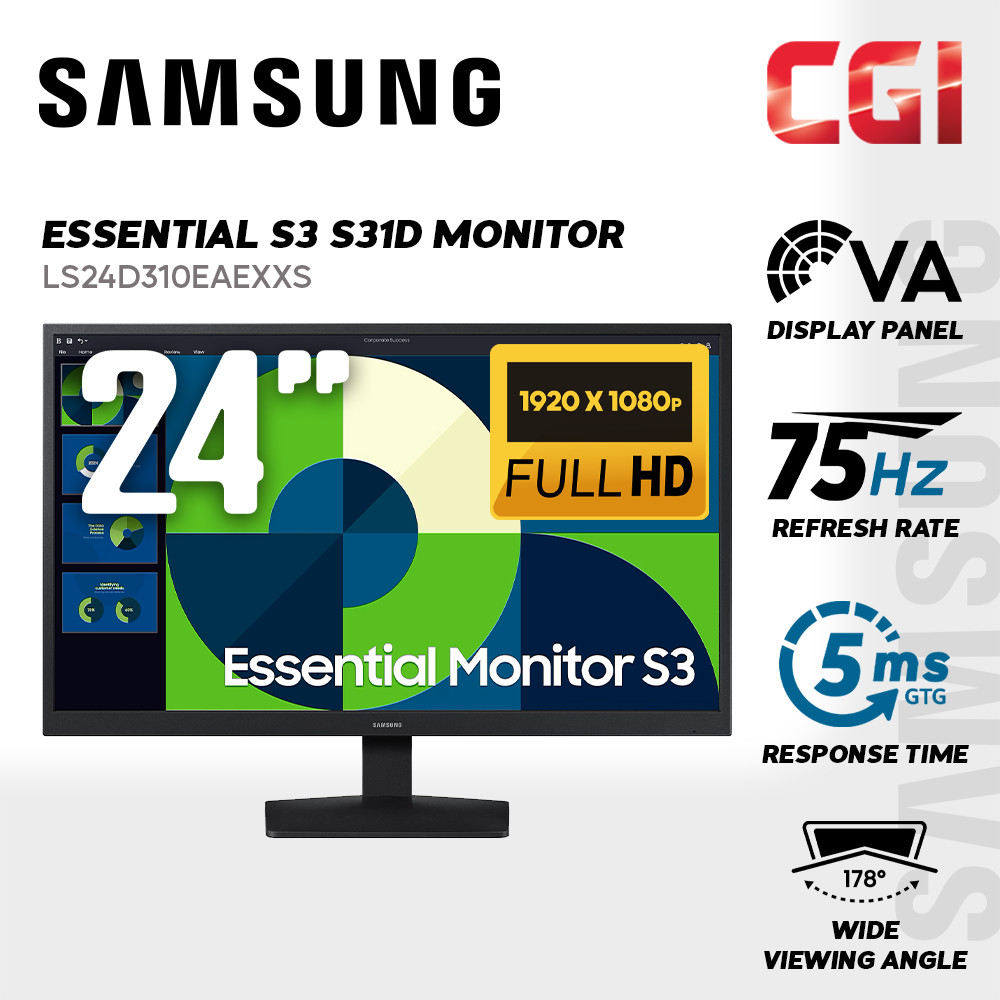 Samsung 24" LS24D310EAEXXS S31D VA FHD 75Hz 5ms Essential Monitor