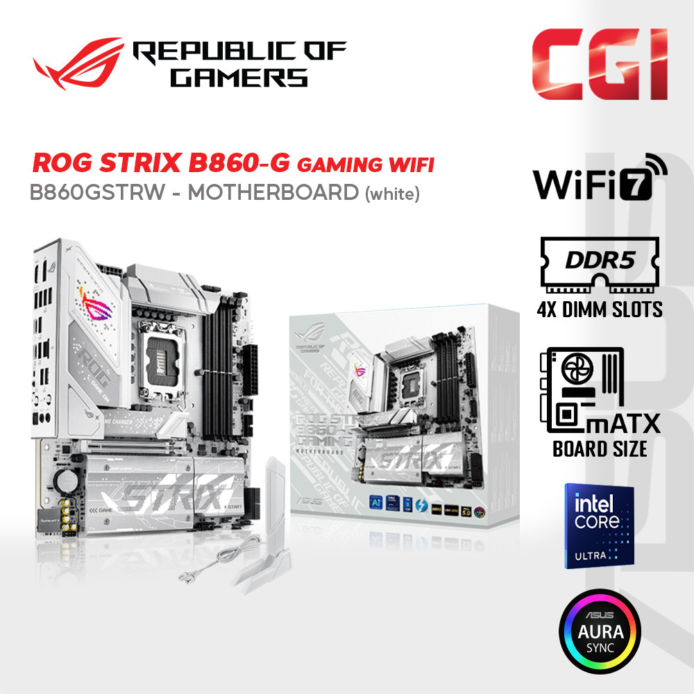 Asus ROG Strix B860-G 9066+ MT/s DDR5 PCIe 5.0 WiFi 7 Thunderbolt 4 Windows 11 Aura Sync Gaming WiFi Motherboard