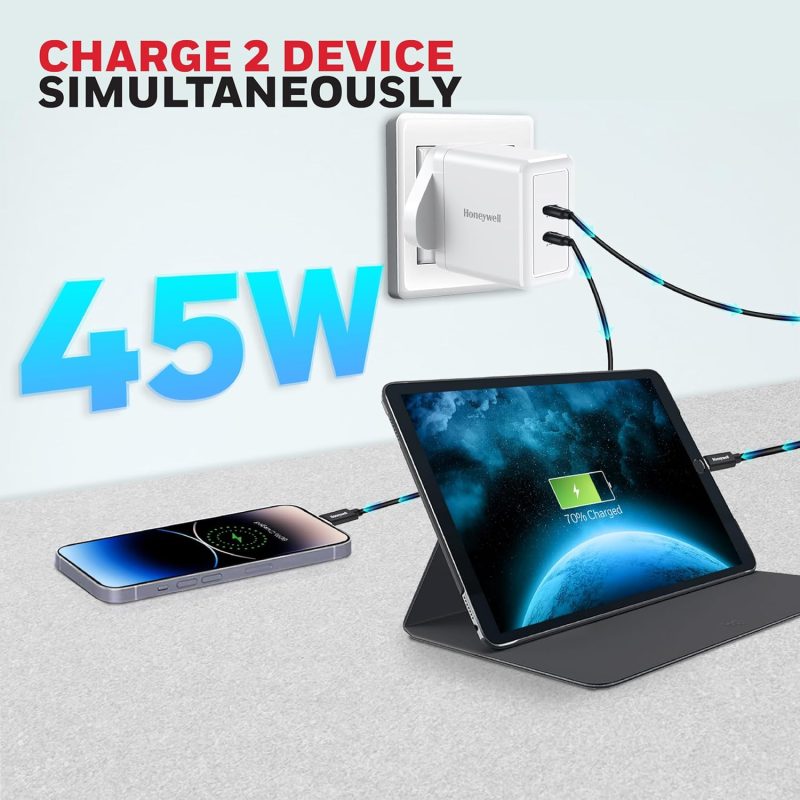 Honeywell Zest Charger GAN 45W Ultra-Fast Wall Charger (White) - HC000044/CHG/GAN/WHT/45W/UK