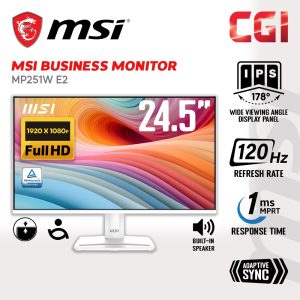 MSI 24.5" PRO MP251W E2 IPS FHD Adaptive Sync 120Hz 1ms HDR Ready Build In Speaker Sleek Home Office Monitor
