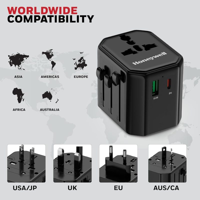 Honeywell Universal World Travel Adapter 12W - HC000062/CHG/TRV/BLK/12W