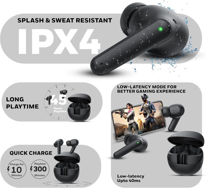 Honeywell Moxie V1400 Truly Wireless Earbuds (Black) - HC000323/AUD/TWS/BLK