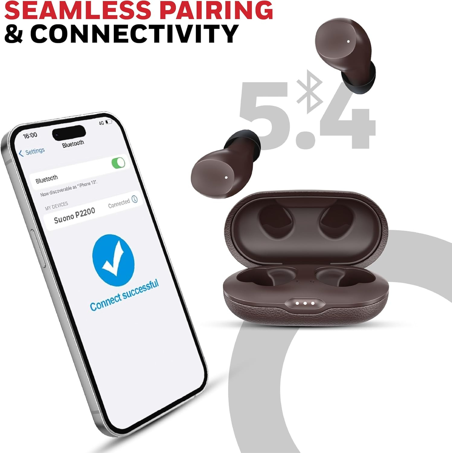 Honeywell Suono P2200 Truly Wireless Earbuds (Brown) - HC000328/AUD/TWS/BRW