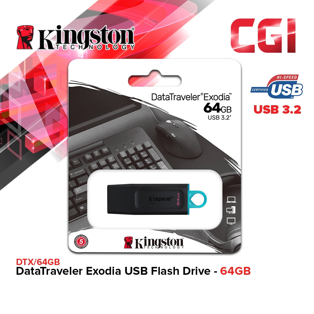 Kingston DataTraveler Exodia USB 3.2 Gen 1 Flash Drive - 64GB (DTX/64GB)