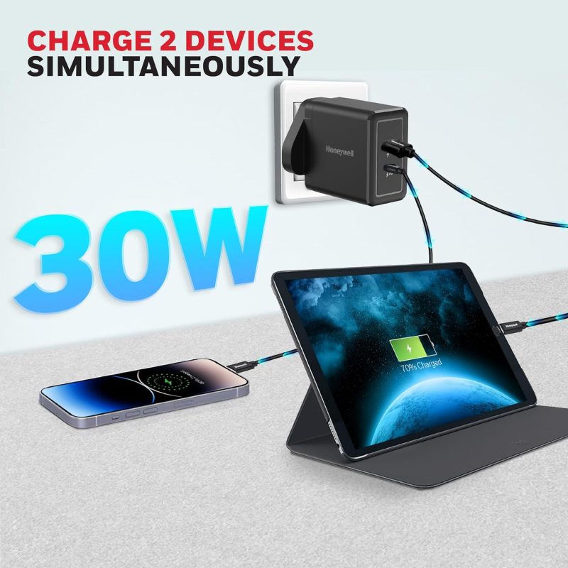 Honeywell Zest Charger PD 30W Ultra-Fast Charger Wall Charger (Black) - HC000040/CHG/PD/BLK/30W/UK