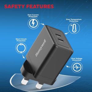 Honeywell Zest Charger GAN 45W Ultra-Fast Wall Charger (Black) - HC000045/CHG/GAN/BLK/45W/UK