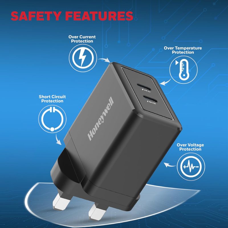 Honeywell Zest Charger GAN 45W Ultra-Fast Wall Charger (Black) - HC000045/CHG/GAN/BLK/45W/UK