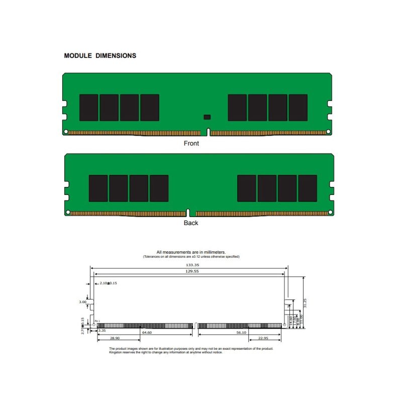 Kingston 32GB DDR4 3200Mhz Desktop Value Ram - KVR32N22D8/32