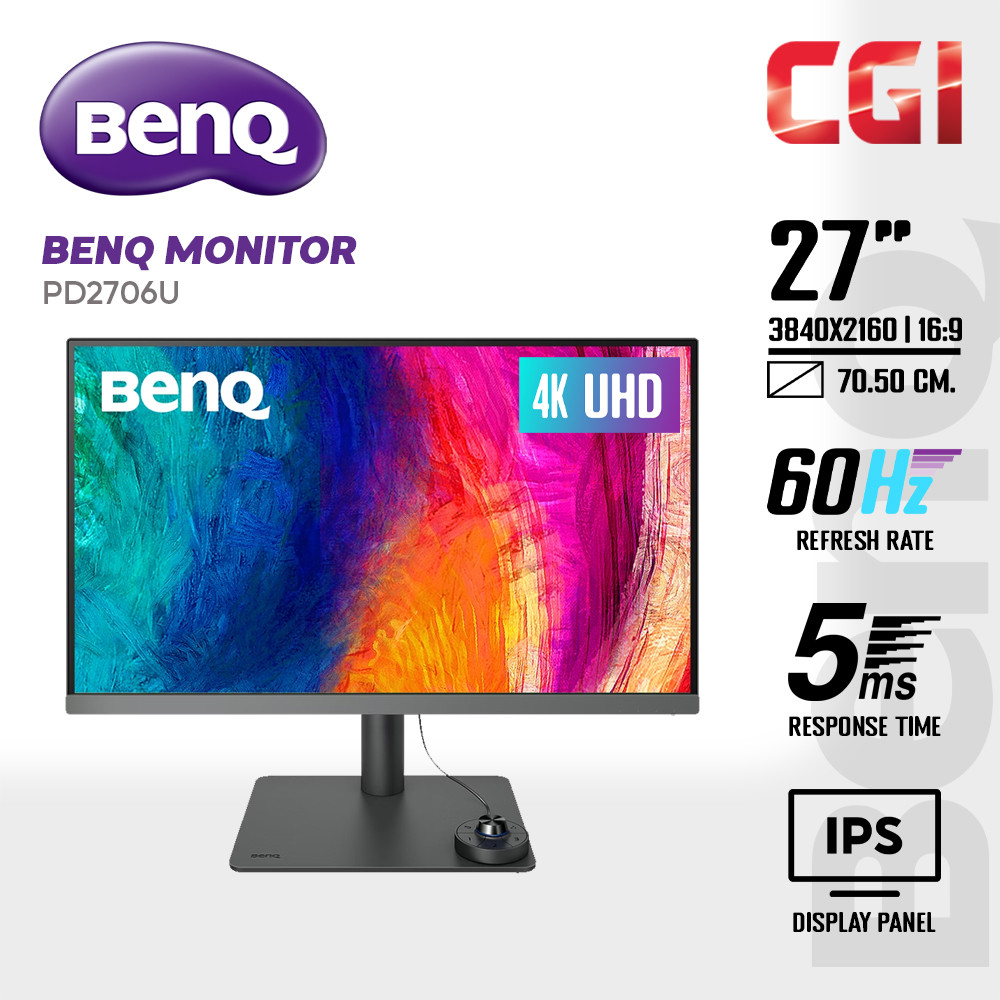BenQ 27" PD2706U 4K UHD DisplayHDR 400 100% sRGB 100% Rec.709 60Hz 5ms KVM USB-C AQ Color Desginer Monitor