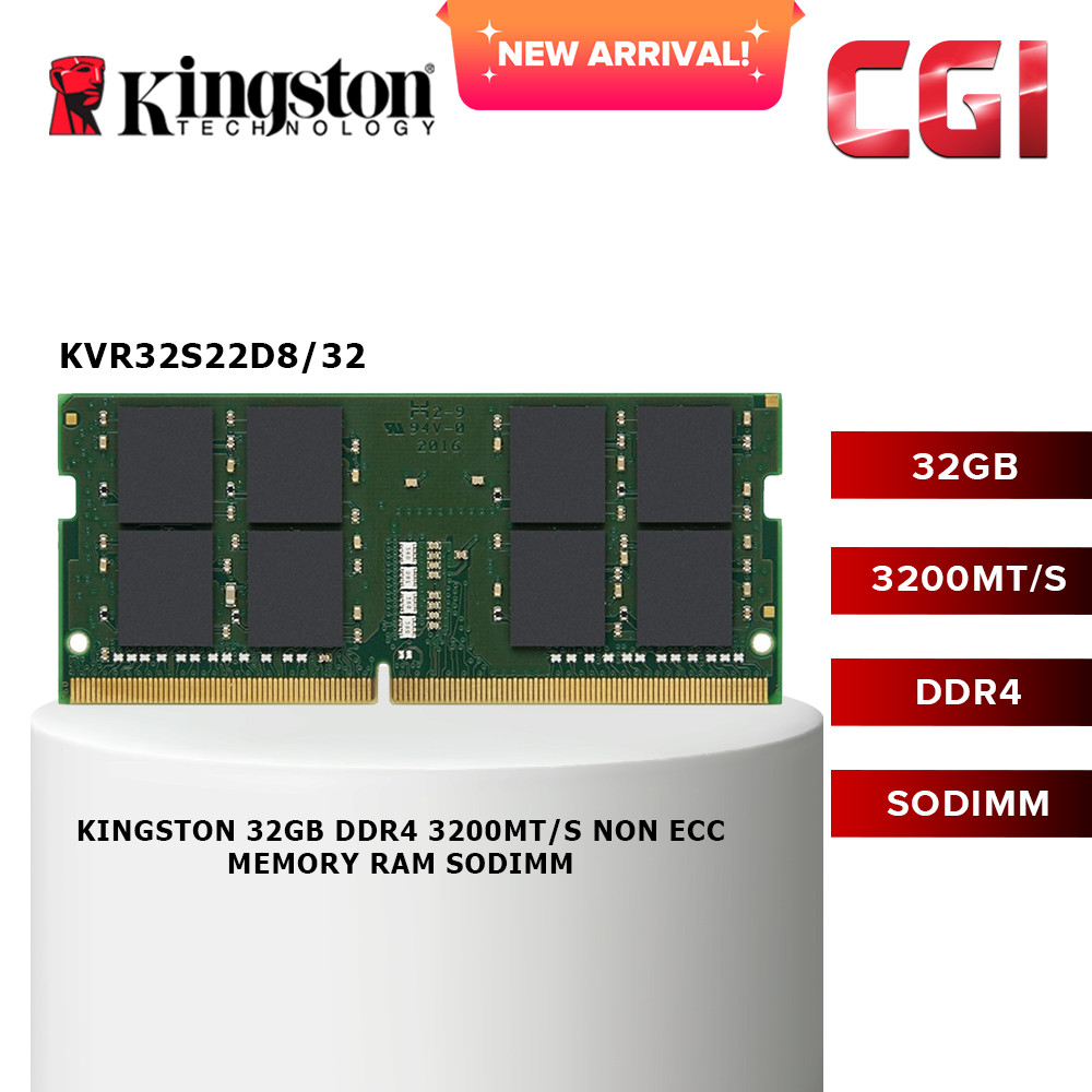 Kingston KVR32S22D8/32 32GB 2Rx8 4G x 64-Bit PC4-3200 CL22 260-Pin SODIMM