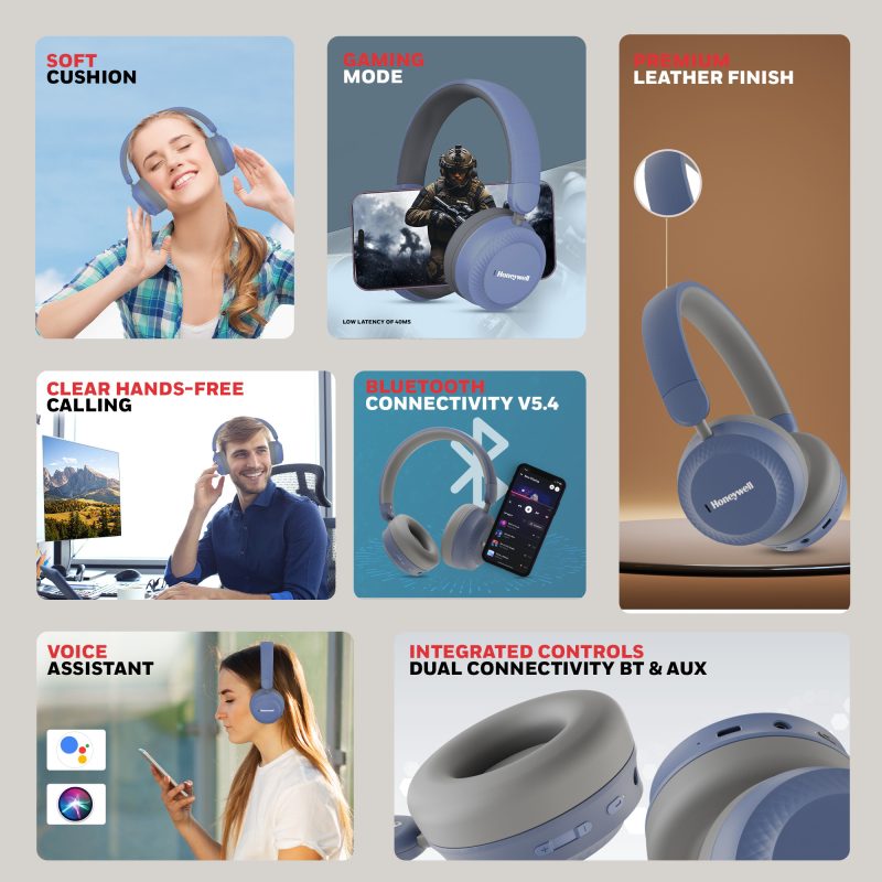 Honeywell Moxie V20 Bluetooth Headphone (Blue) - HC000013/AUD/HP/V20/BLU