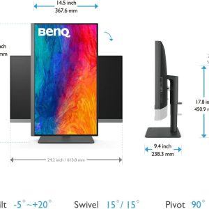 BenQ 27" PD2706U 4K UHD DisplayHDR 400 100% sRGB 100% Rec.709 60Hz 5ms KVM USB-C AQ Color Desginer Monitor