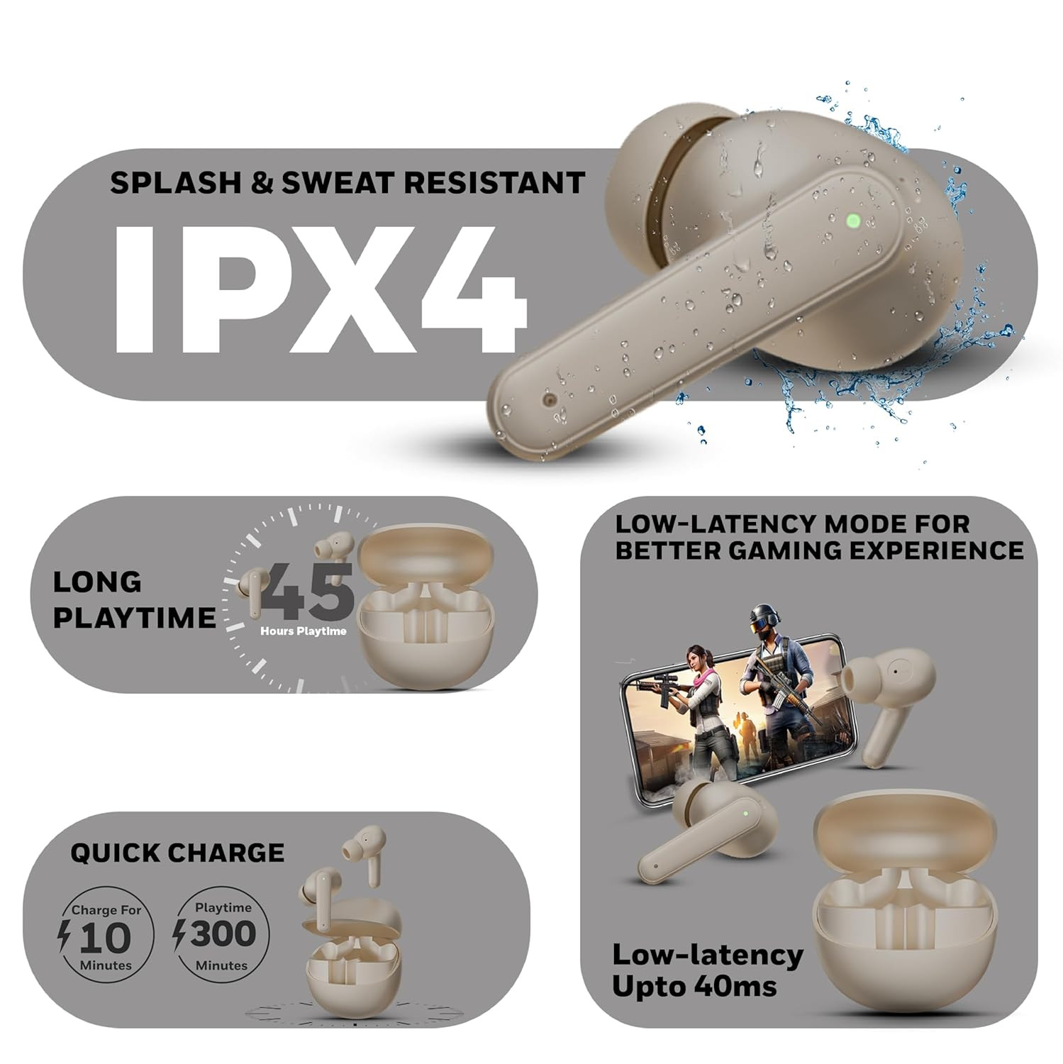 Honeywell Moxie V1400 Truly Wireless Earbuds (Camel) - HC000325/AUD/TWS/CML