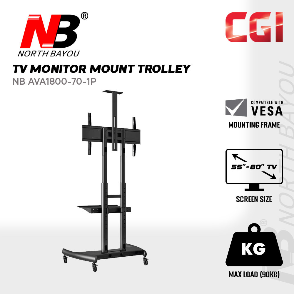 North Bayou AVA 1800-70-1P 55 to 80-inch Adjustable Smart TV Moveable Bracket Stand