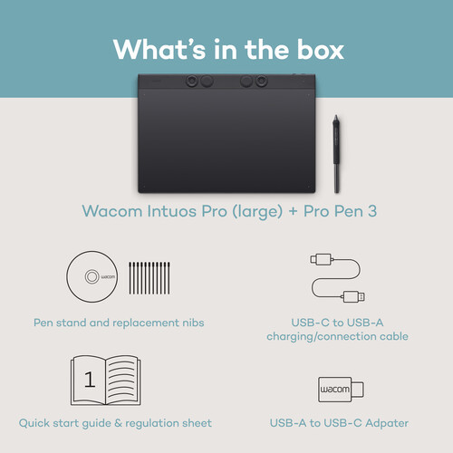 Wacom Intuos Pro Large USB Bluetooth with Wacom Pro Pen 3 - PTK870K0C
