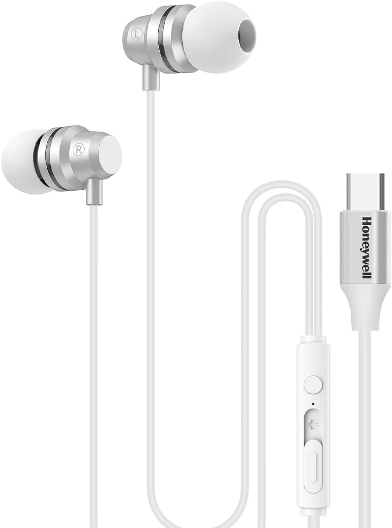 Honeywell Suono P60 Wired Earphones (White) - HC000406/AUD/WEP/WHT/TYPEC