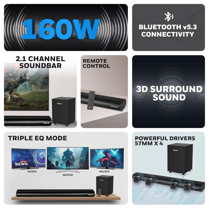 Honeywell Trueno U2000 Soundbar - HC000258/AUD/SB/U2000/BLK