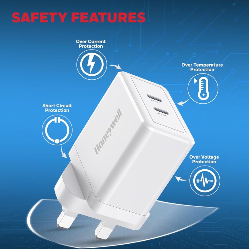 Honeywell Zest Charger GAN 45W Ultra-Fast Wall Charger (White) - HC000044/CHG/GAN/WHT/45W/UK