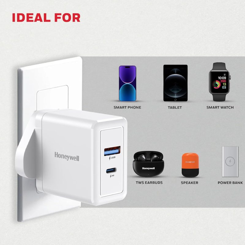 Honeywell Zest Charger PD 30W Ultra-Fast Charger Wall Charger (White) - HC000039/CHG/PD/WHT/30W/UK