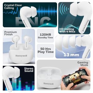 Honeywell Suono P2100 Truly Wireless Earbuds (White) - HC000322/AUD/TWS/WHT