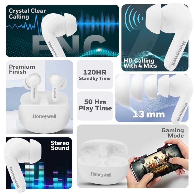 Honeywell Suono P2100 Truly Wireless Earbuds (White) - HC000322/AUD/TWS/WHT