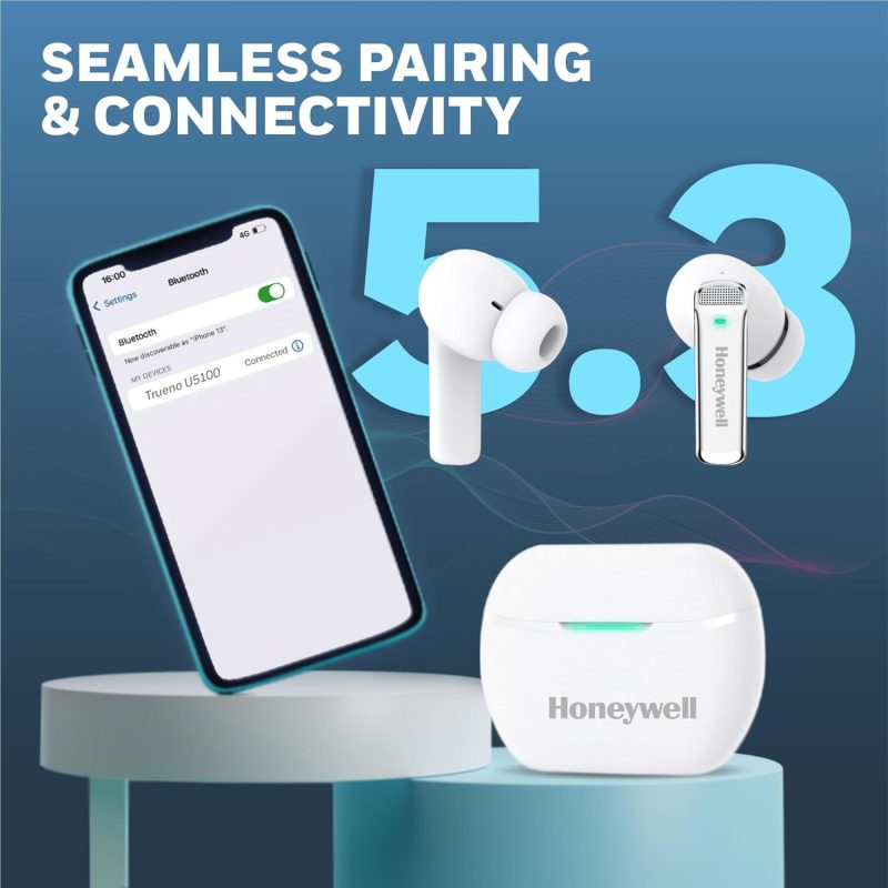 Honeywell Trueno U5100 Truly Wireless ANC Earbuds (White) - HC000315/AUD/TWS/ANC/WHT