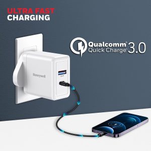 Honeywell Zest Charger PD 30W Ultra-Fast Charger Wall Charger (White) - HC000039/CHG/PD/WHT/30W/UK