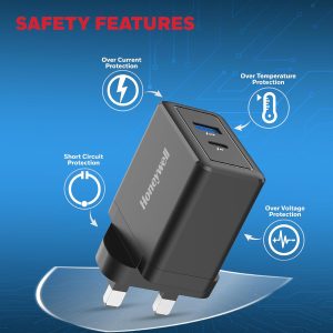 Honeywell Zest Charger PD 30W Ultra-Fast Charger Wall Charger (Black) - HC000040/CHG/PD/BLK/30W/UK