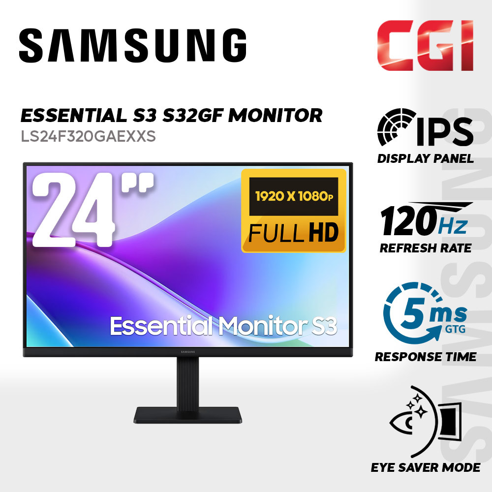 Samsung 24" S3 S32GF LS24F320GAEXXS IPS FHD 120Hz 5ms Super Slim Essential Monitor