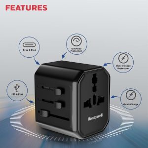 Honeywell Universal World Travel Adapter 12W - HC000062/CHG/TRV/BLK/12W