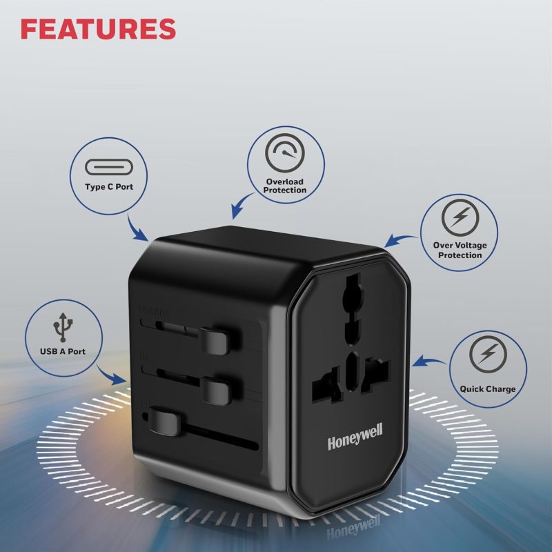 Honeywell Universal World Travel Adapter 12W - HC000062/CHG/TRV/BLK/12W