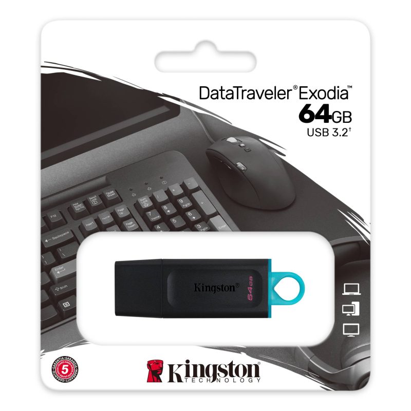 Kingston DataTraveler Exodia USB 3.2 Gen 1 Flash Drive - 64GB (DTX/64GB)