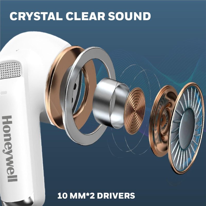 Honeywell Trueno U5100 Truly Wireless ANC Earbuds (White) - HC000315/AUD/TWS/ANC/WHT
