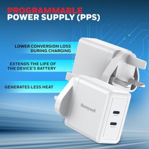 Honeywell Zest Charger GAN 45W Ultra-Fast Wall Charger (White) - HC000044/CHG/GAN/WHT/45W/UK