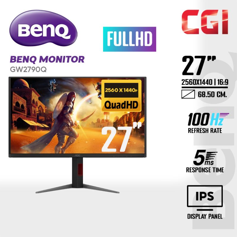 BenQ 27" GW2790Q IPS QHD 100Hz 1ms Speaker Eye Care Slim Bezel Home Office Monitor