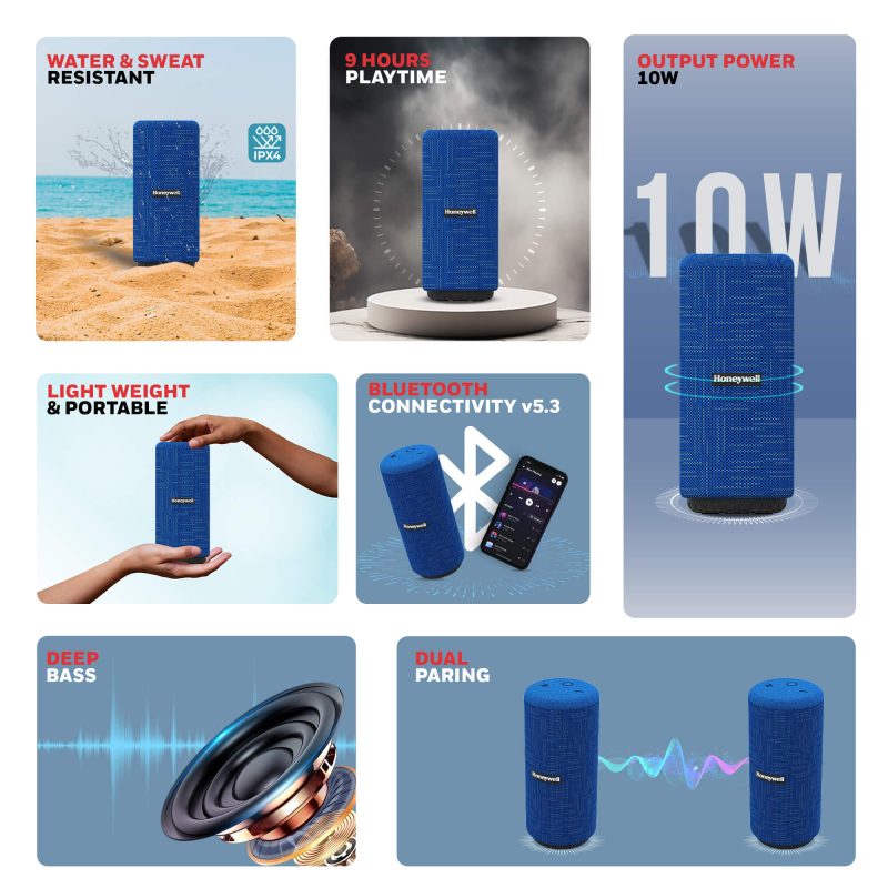 Honeywell Suono P300 Bluetooth Speaker (Blue) - HC000116/AUD/BTS/P300/BLU