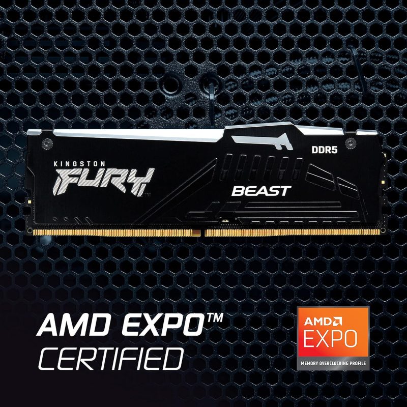 Kingston 54GB (2X32GB) DDR5 6000MT/s CL36 288 Pin DIMM FURY Beast Black RGB EXPO (Kit of 2) - KF560C36BBEAK2/64