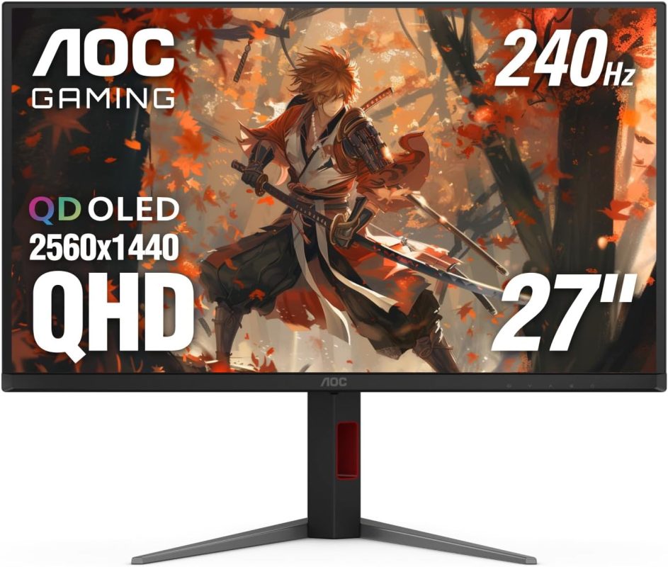 AOC 26.5" Q27G4ZD QD-OLED QHD Adaptive Sync DisplayHDR True Black 400 240Hz 0.03ms 3-Side Frameless Ergonomic Gaming Monitor