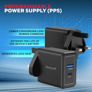 Honeywell Zest Charger PD 30W Ultra-Fast Charger Wall Charger (Black) - HC000040/CHG/PD/BLK/30W/UK