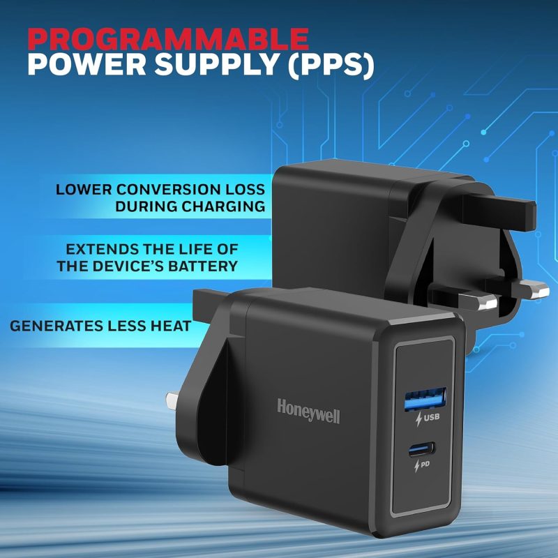 Honeywell Zest Charger PD 30W Ultra-Fast Charger Wall Charger (Black) - HC000040/CHG/PD/BLK/30W/UK