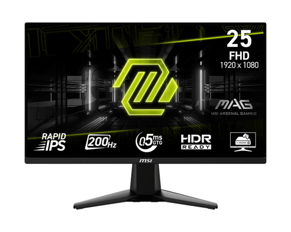 MSI 24.5" MAG 255F E20 Rapid IPS FHD Freesync Premium 200Hz 0.5ms HDR Ready Gaming Monitor