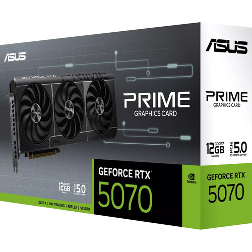 ASUS PRIME GeForce RTX? 5070 12GB GDDR7 (PCIe? 5.0, HDMI?/DP 2.1, 2.5-slot, protective PCB coating, axial-tech fans) - PRIME-RTX5070-12G