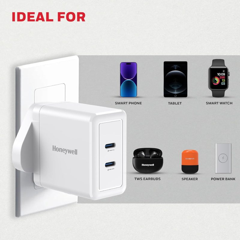 Honeywell Zest Charger GAN 45W Ultra-Fast Wall Charger (White) - HC000044/CHG/GAN/WHT/45W/UK