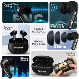 Honeywell Suono P2100 Truly Wireless Earbuds (Black) - HC000321/AUD/TWS/BLK