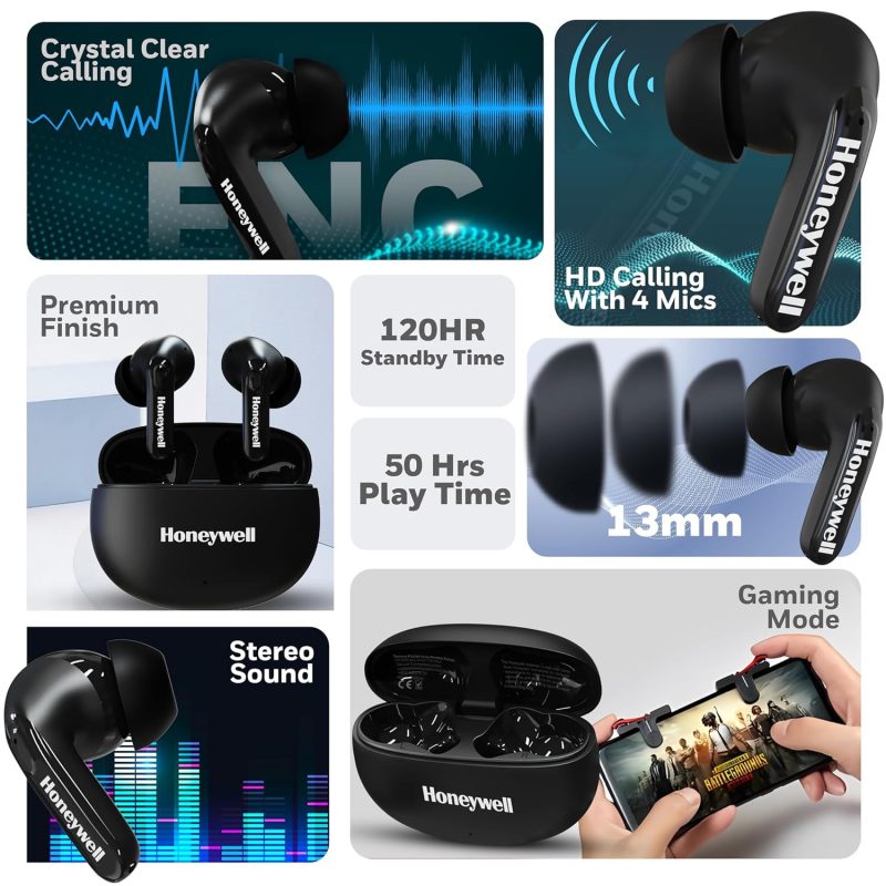 Honeywell Suono P2100 Truly Wireless Earbuds (Black) - HC000321/AUD/TWS/BLK