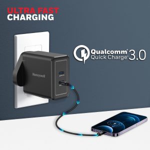 Honeywell Zest Charger GAN 45W Ultra-Fast Wall Charger (Black) - HC000045/CHG/GAN/BLK/45W/UK
