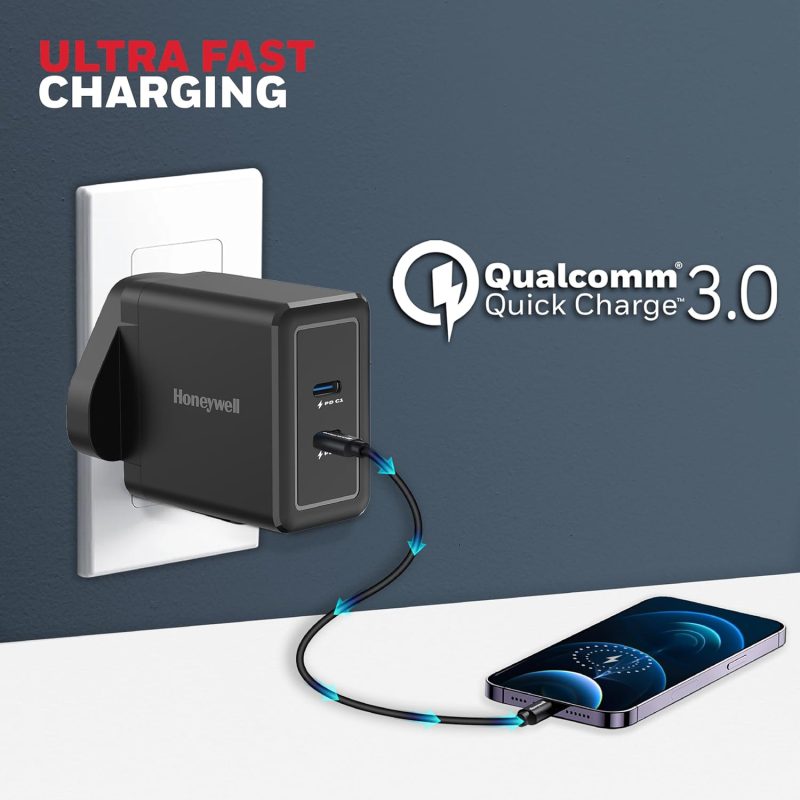 Honeywell Zest Charger GAN 45W Ultra-Fast Wall Charger (Black) - HC000045/CHG/GAN/BLK/45W/UK