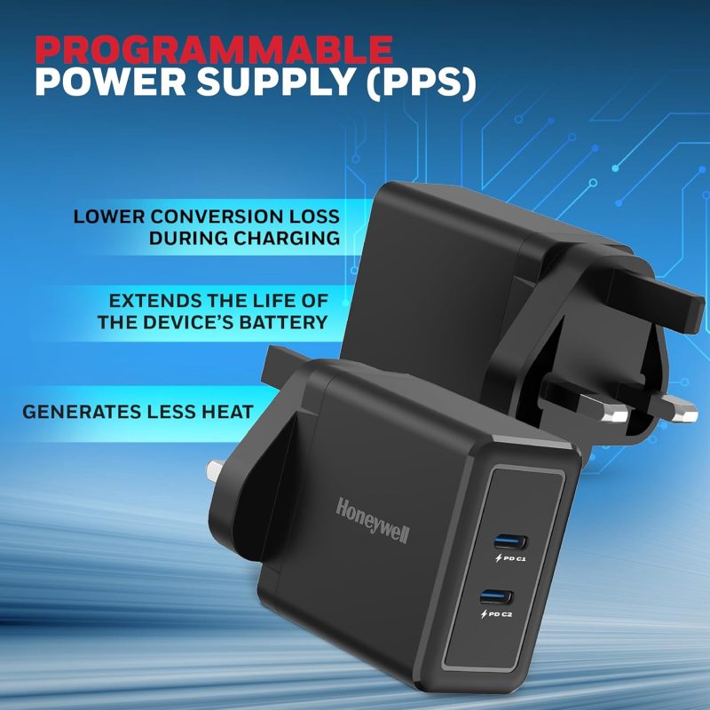 Honeywell Zest Charger GAN 45W Ultra-Fast Wall Charger (Black) - HC000045/CHG/GAN/BLK/45W/UK