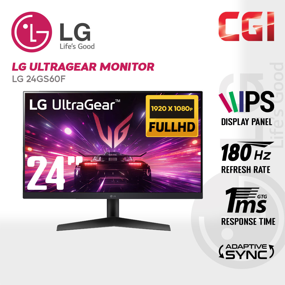 LG 23.8" 24GS60F FHD IPS 1ms 180Hz NVIDIA G-SYNC? COMPATIBLE UltraGear Monitor