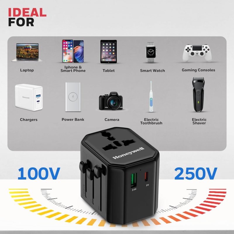 Honeywell Universal World Travel Adapter 12W - HC000062/CHG/TRV/BLK/12W